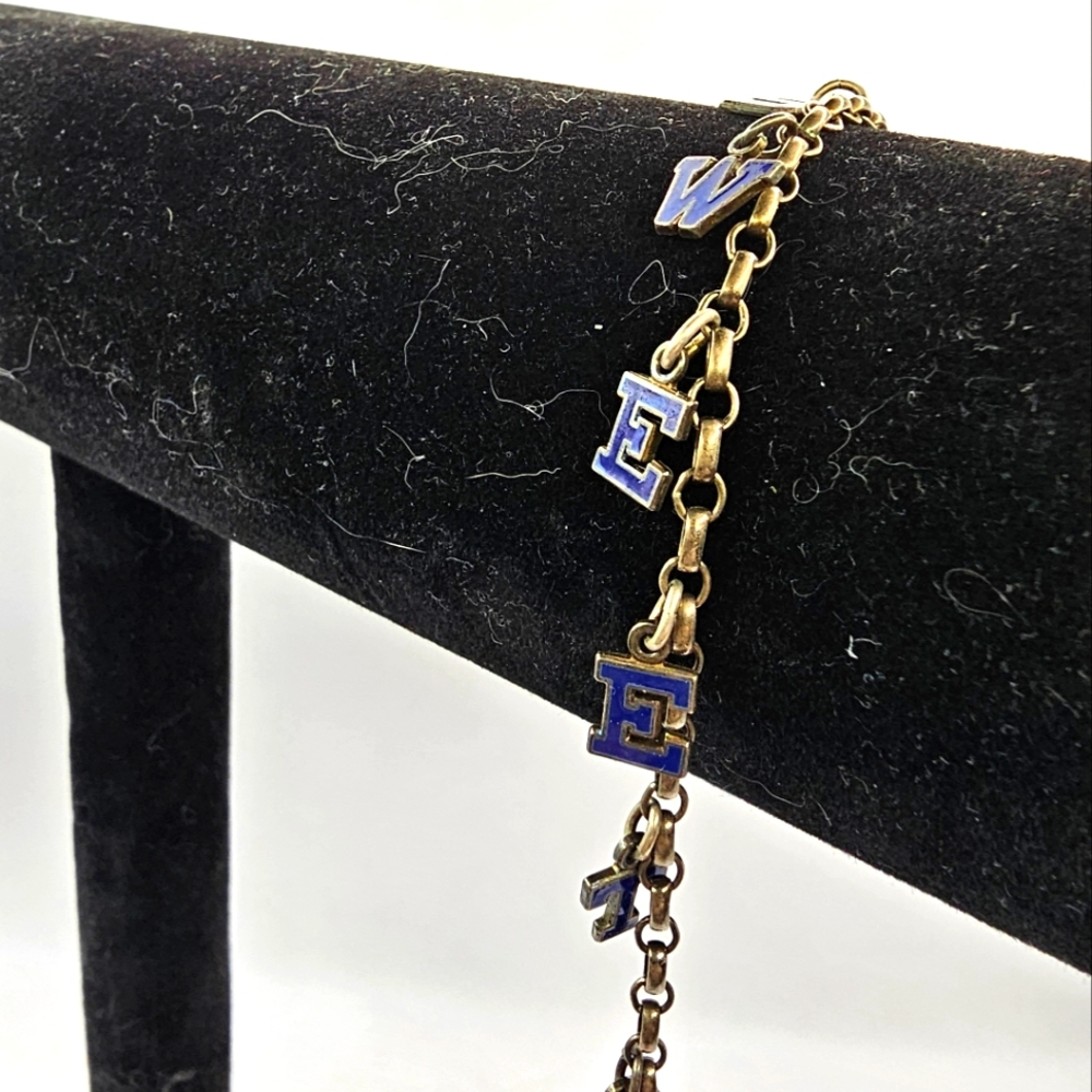 40's Stamped Uriscraft Sterling US Navy Charm Bracelet USN Sweetheart WWII Era